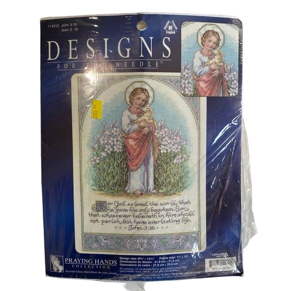 Leisure Arts JOHN 3:16 Praying Hands Counted Cross Stitch Kit 114912 Easter - Picture 1 of 10